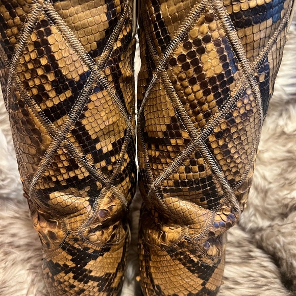 Tony Lama BLK Label Tan Full Snake Men's Boots NEW SOLES & HEELS Sz 9.5 D - Picture 11 of 16